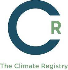 The Climate Registry logo features a bold, dark blue letter "C" encircling a smaller green "R," with the text "The Climate Registry" written in a clean, modern font below.