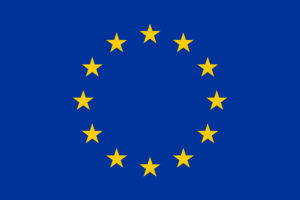 The flag of the European Union, featuring a circle of twelve yellow stars on a blue background, symbolizing unity and governance across member states