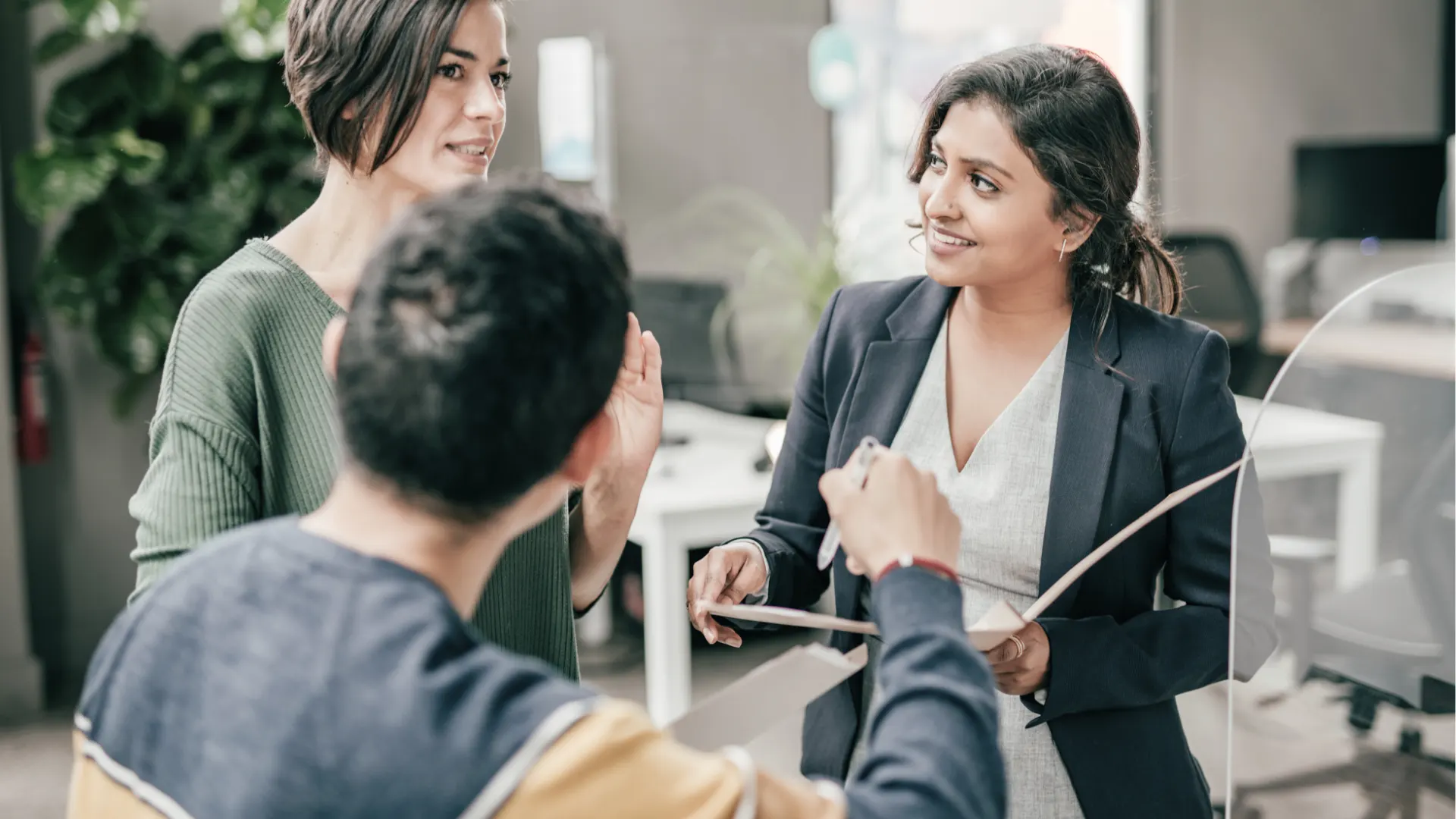 office workers talking