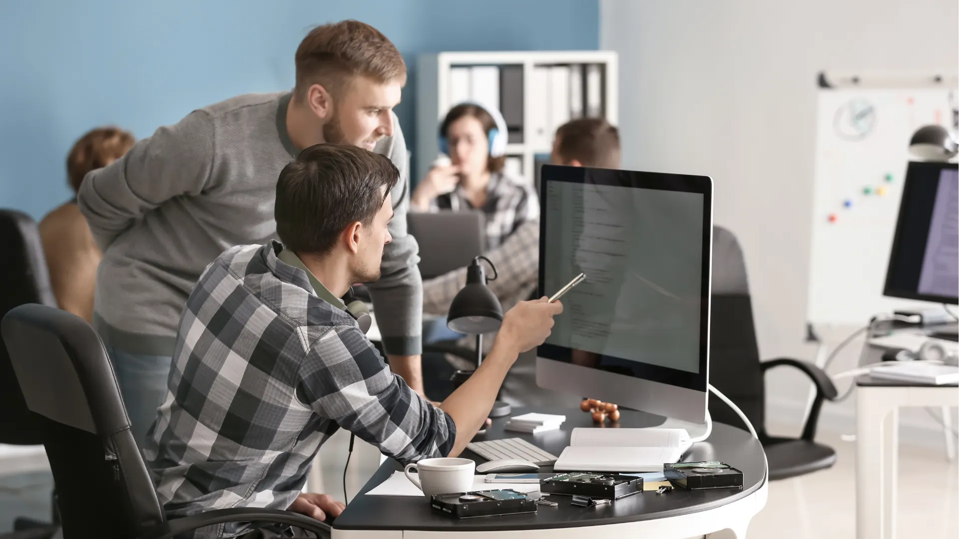 office workers with computer