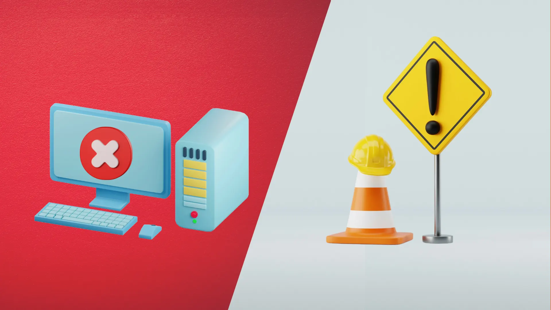 computer and traffic cone computer and traffic cone