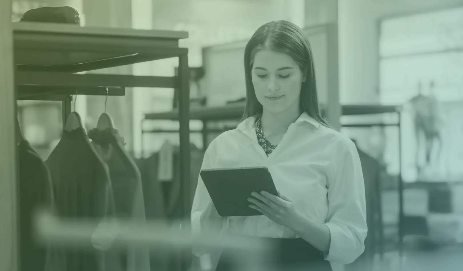 Woman working on tablet